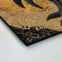 Luxusný zlatý obraz s veľrybou