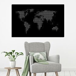 Wooden Wall Art - World Map on the Wall | Black