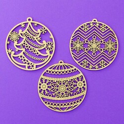 Vianočné gule - Set 3 druhy po 2 ks (6ks) | Zlatá