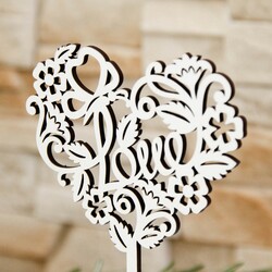 Svadobná dekorácia na tortu - srdiečko s nápisom Love