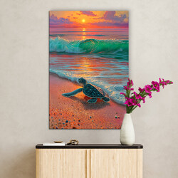 Colorful painting on wood - Turtle