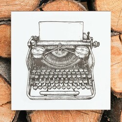 Wooden Picture for the Office - Retro Typewriter | White