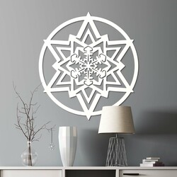Christmas Mandala on the Wall - Snowflake | White