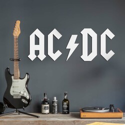 Drevené logo - Nápis na stenu - AC/DC | Biela