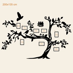 Wooden Family Tree on the Wall - Birds | 200x135 cm