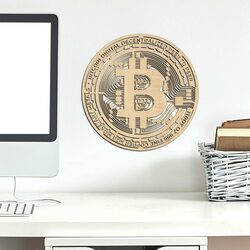 Simbol din lemn pentru perete - Bitcoin | Arţar