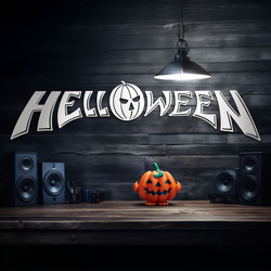 Nástěnné logo ze dřeva - Helloween | Bílá
