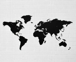 Wooden 3D World Map on the Wall | Black