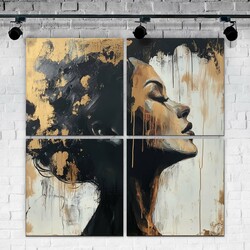 Gold Picture of Woman Made from Wood | 134x134 cm