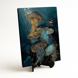 Golden blue painting - Jellyfish