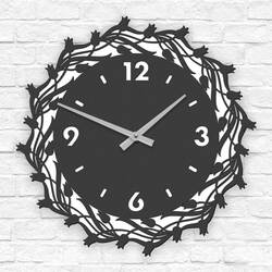 Drevené hodiny do obývačky - Tulipány | Antracitovo-šedá