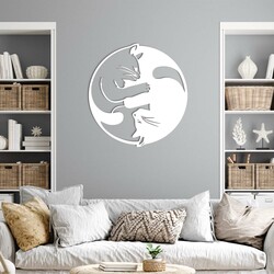 Dřevěná dekorace na zeď - Kočičky v objetí | Bílá