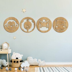 Set of Children&#039;s Wall Art - Safari Animals | Gold Craft Oak