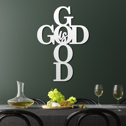Modern Wooden Wall Cross - God is Good | White