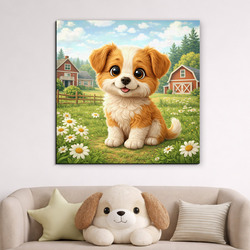 Detský obraz psíka na dreve - Šteniatko