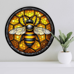 Wooden Wall Art - Bee on Honeycomb