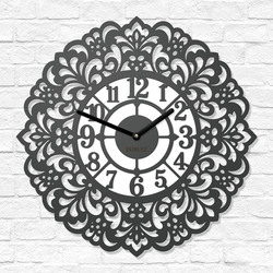 Wooden clock with mandala - Flower of Time | Anthracite Gray