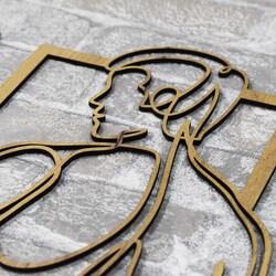 Wooden Wall Art - Man and Woman | Gold Craft Oak