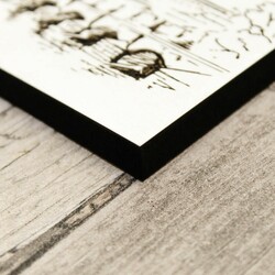 Black and White Wooden Picture of Prague | White