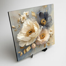 Dřevěný obraz květin - Pivoňky