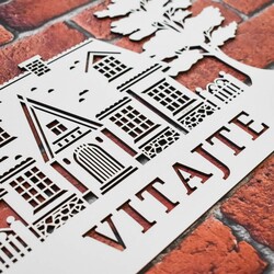 Drevená dekorácia na dvere - Vitajte  | Biela