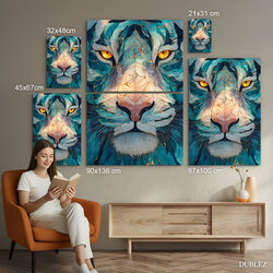 Drevený obraz - Zafírový tiger