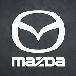 Logo Mazda sculptat pe perete | Alb