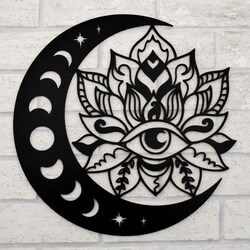 Originálny drevený obraz - Mesačné oko  | Čierna