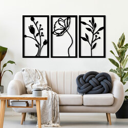 Multi-Panel Wall Art - Flowers | Black