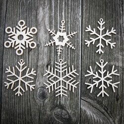 Snehové vločky na stromček - Set 6 druhov po 4 ks (24ks) | Topoľová preglejka