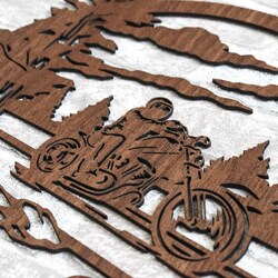 Original gift for a biker - Motorcycle Wall Art | Walnut