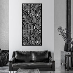 Nástenný drevený panel - Exotické listy | Čierna