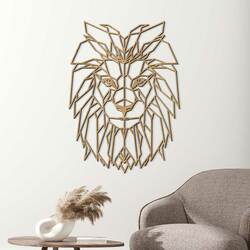 Polygonal Lion Wall Art | Gold Craft Oak