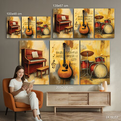 Set of wooden pictures - Musical instruments
