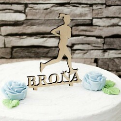 Drevený zápich na tortu s menom - Bežkyňa žena | Buk