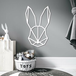 Drevený obraz - Polygonálny zajac | Biela