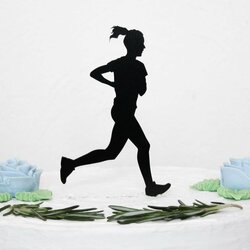 Drevený zápich na tortu s menom - Bežkyňa žena | Čierna