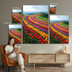 Wooden picture - Tulip field