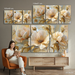 Tablou de lux pentru perete - Flori aurii