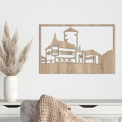 Tablou din lemn - Castelul Bran, România | Stejar Sonoma