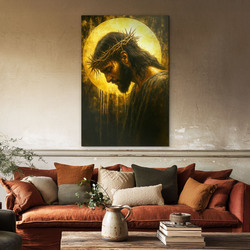 Drevený obraz - Ježiš s tŕňovou korunou