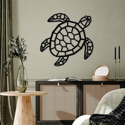 Wooden Decoration - Polygonal Turtle | Black