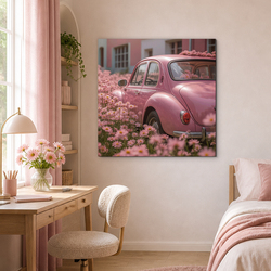 Tablou vintage pe lemn - VW Beetle