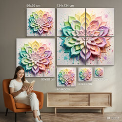 Mandala în culori pastelate - Pozitivitate | 134x134 cm
