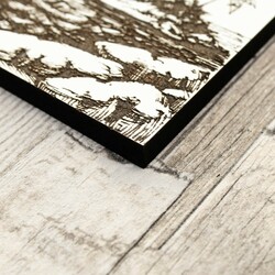 3D Wooden Engraved Wall Art - Beach with Palms | White