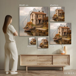 Rustikálny obraz - Starý dom pri jazere