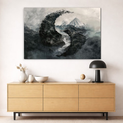 Moderný drevený obraz - Čierna vlna hôr