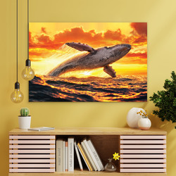 Nástěnný obraz - Velryba při západu slunce