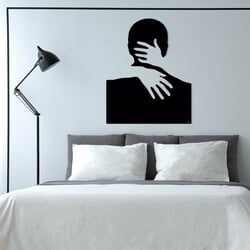 Fa fali dekoráció a hálószobába - A szerelmesek ölelése | Fekete