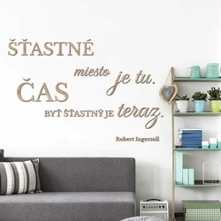 Drevený citát na stenu o šťastí | Dub Sonoma
